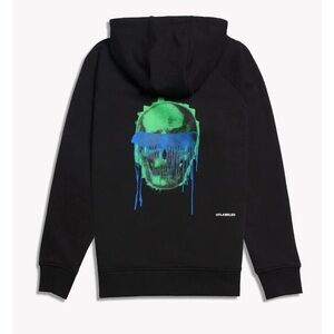 NWT Unlabeled Skull Drip Graphic Chunky Hoodie in Black Unisex